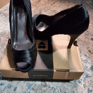 Le Chateau black satin heels